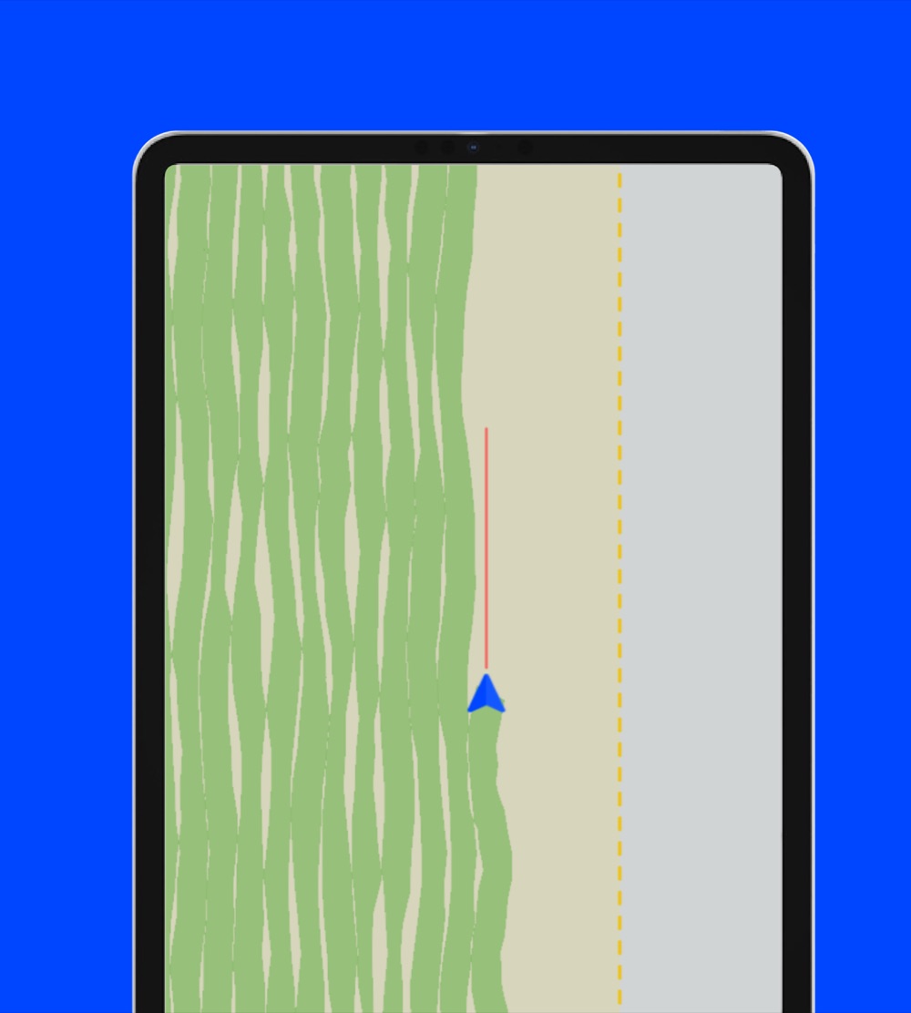 Maai-app: GPS-track van een maaiboot